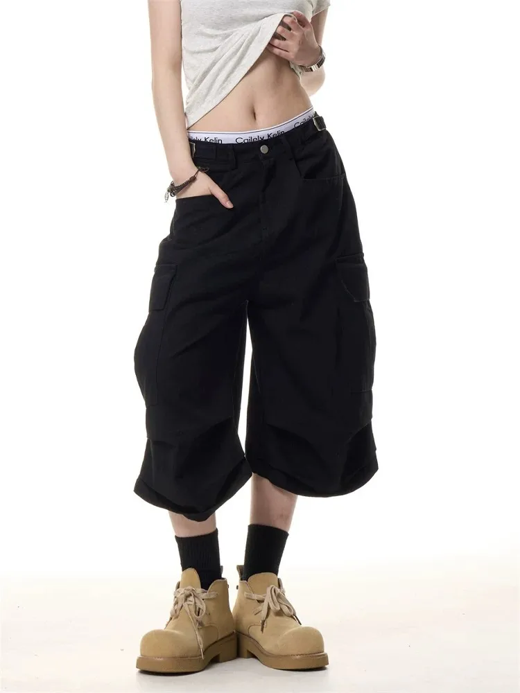 American Retro Multi-Pocket Workwear Shorts Loose Wide Leg Casual Shorts for Men And Women Summer New Style Street Fashion