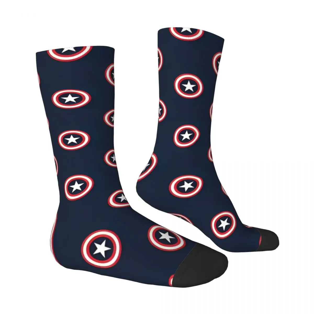 Meias Marvel Captain America para casais, meias macias para esportes ao ar livre, meias antisuor, design casual, inverno