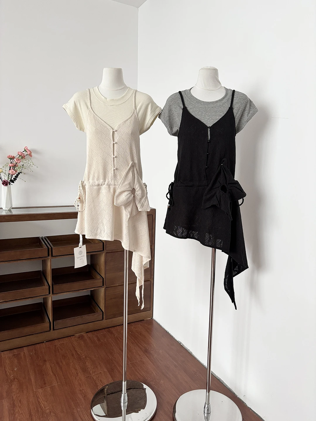 

Sweet Korean Style Summer New Arrival 2026 Soft Breeze Irregular Strap Top And Short Sleeve T-Shirt Set Women Fashion Ensemble