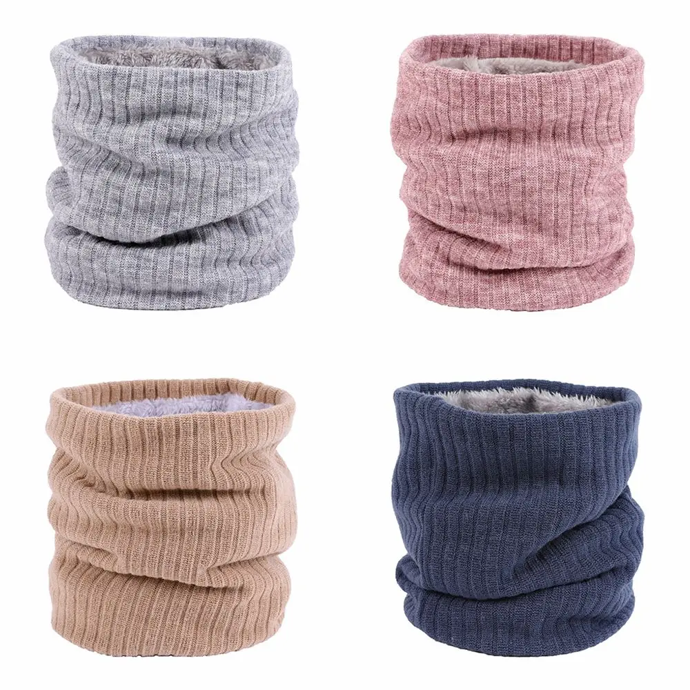 Double-layer Neck Warmer Circle Loop Scarves Shawl Wrap Women Men Soft Fleece Lined Thick Knitted Scarf Winter Warm Scarf