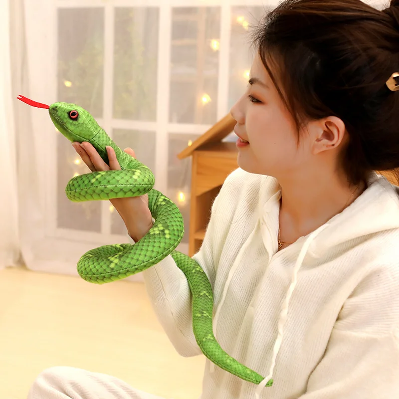 120CM Simulated Colorful Coiled Snake Plush Toy Stuffed Animals Snakes Plushies Doll Funny Spoof Joke Soft Toys Home Decor