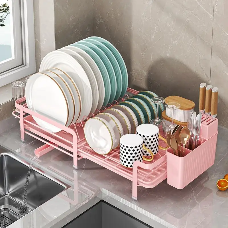 

Extendable Space-Saving Over The Sink Dish Storage Rack Kitchen Bowl Drainer Drying Rack With Tray Shipping from the USA