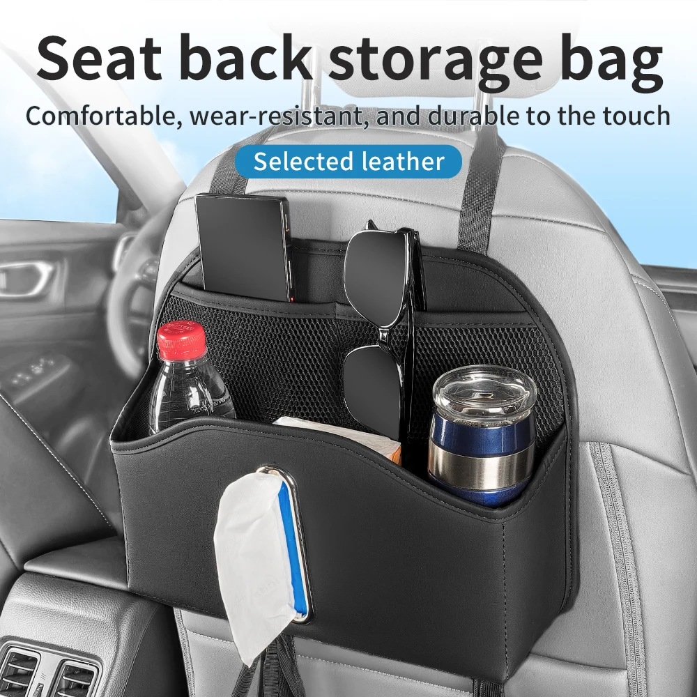 

Car Back Seat Storage Bag Backseat Tissue Car Organizer Large Capacity Auto Tissue Backseat Water Cup Holder For RVs SUVs