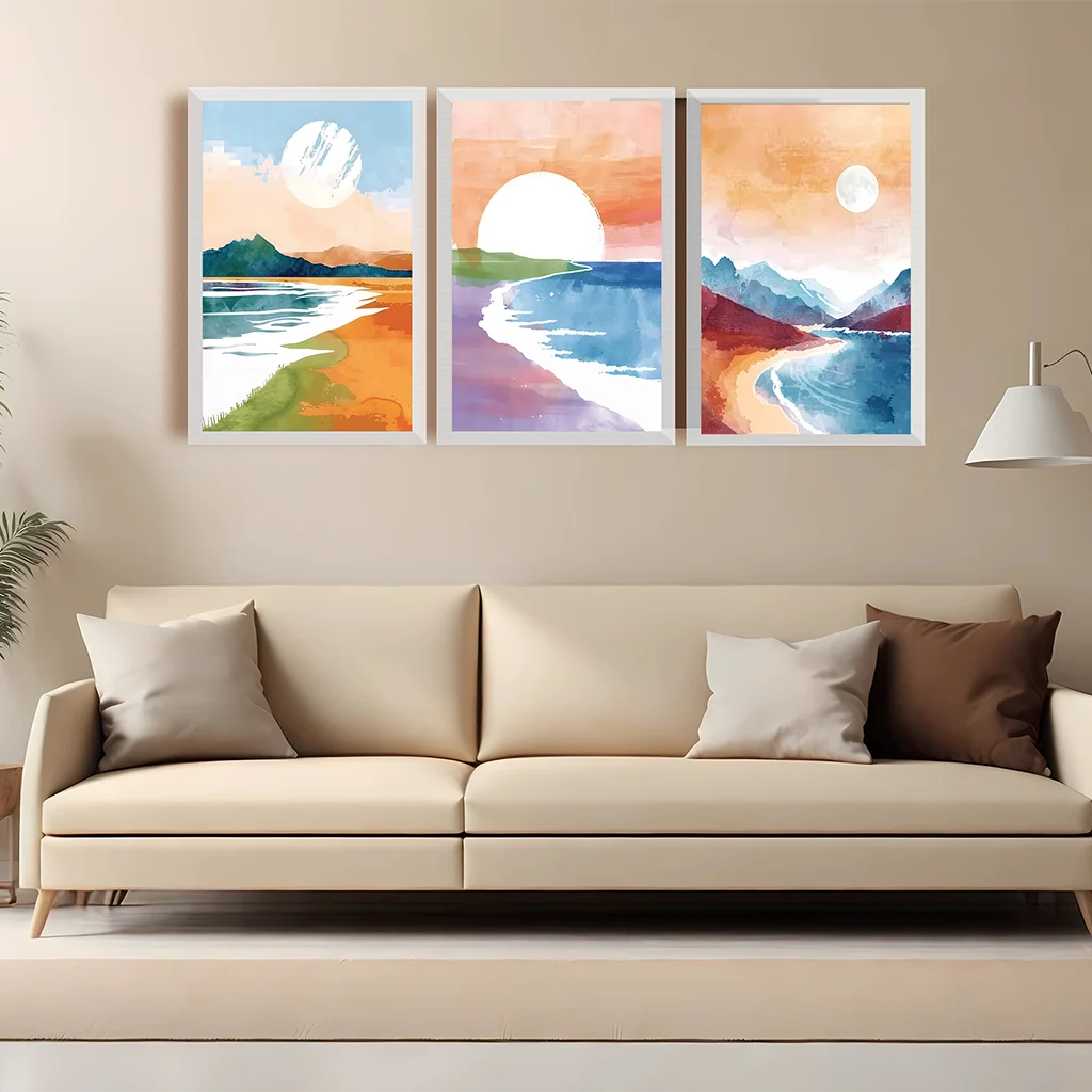 Coastal Mountain Sunset Scenery Wall Art Canvas Painting Prints Home Wall Decor Bedroom Living Room Office Modern Abstract Ar