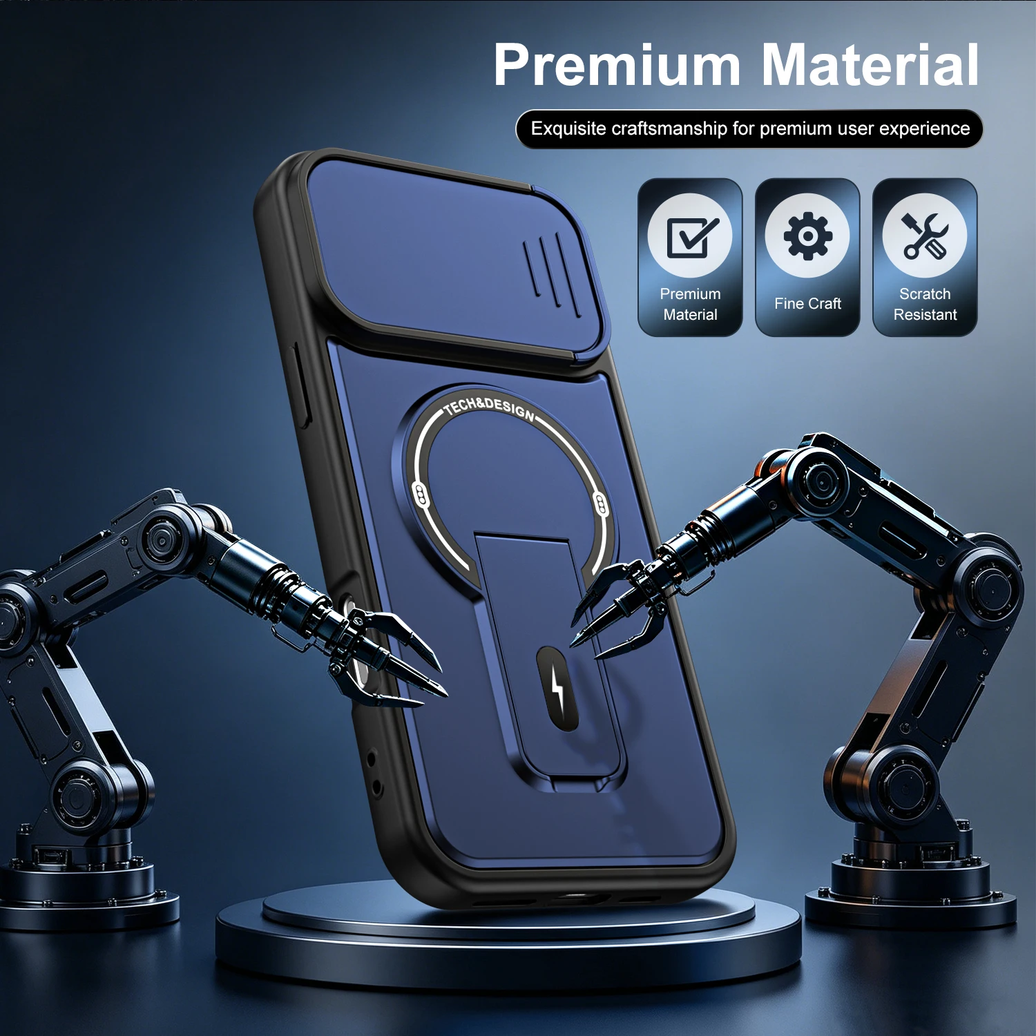 Magnetische Autohalterung für MagSafe-Hülle für iPhone 17 16 13 15 Pro Max, stoßfeste Panzerhülle mit Linsenschutz – Detail 2