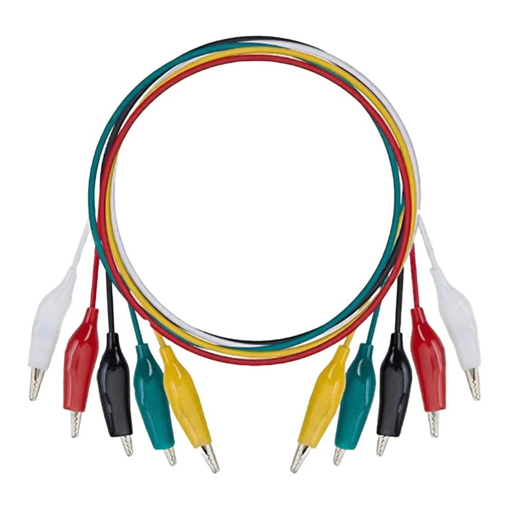10 Piece Electrical Test Clip Set with Nickel Plated Steel Clips 22 AWG Copper Core Wires and PVC Insulated Handles
