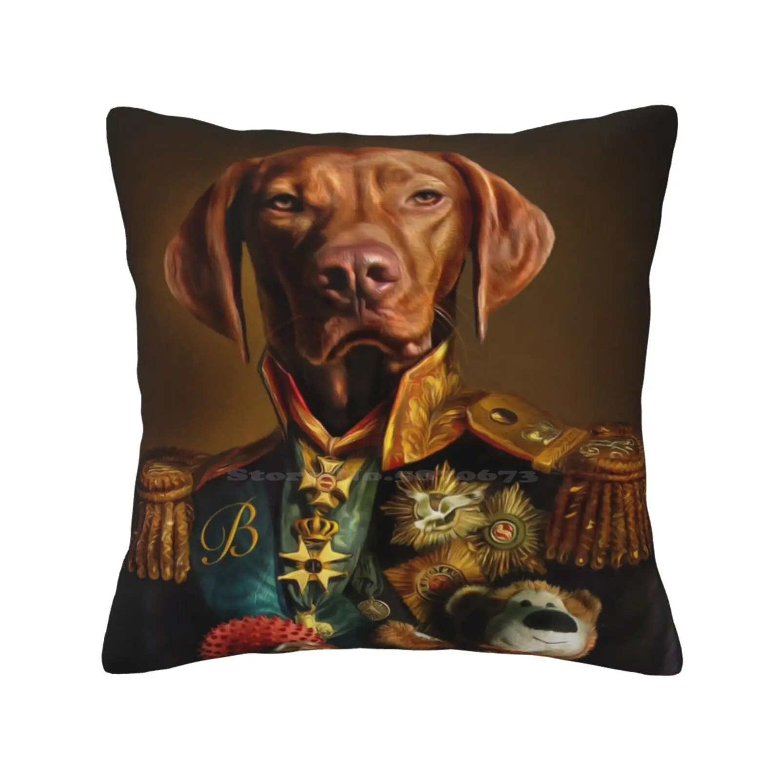 Bertie The Hungarian Vizsla-Dog Portrait Soft Comfortable Pillowcase Anthropomorphism Cute Funny Furries Pompous Pet Animal Art