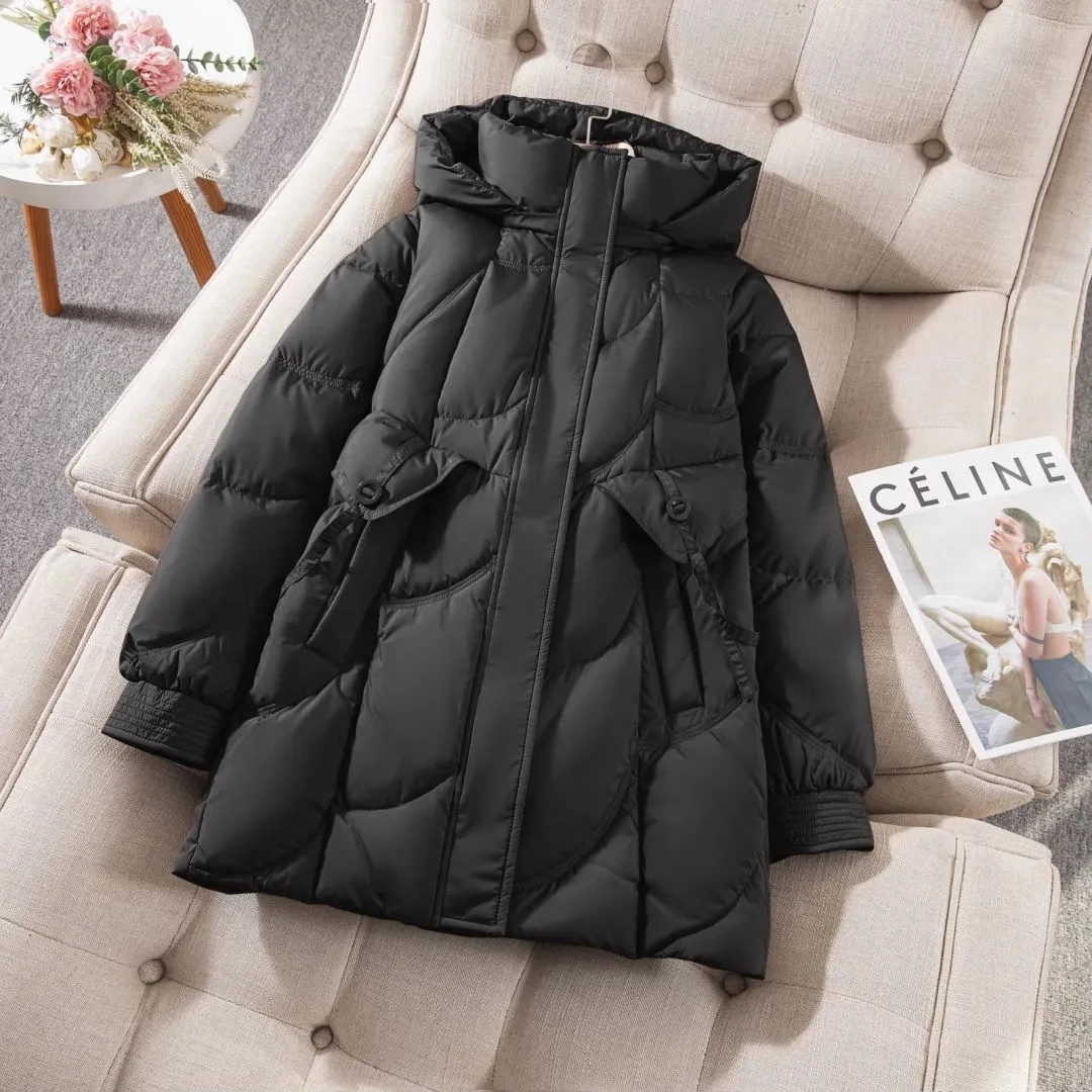 

Пуховик, женские новые парки, модная универсальная зимняя куртка, женская утепленная куртка с капюшоном, теплое белое пальто на утином пуху, длинная верхняя одежда