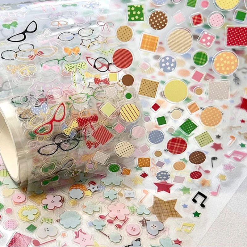 PET Doodle Sticker Tapes Clover Stickers Glasses Idol Cards Deco Salt Style Scrapbook Journal DIY Decor Supplies