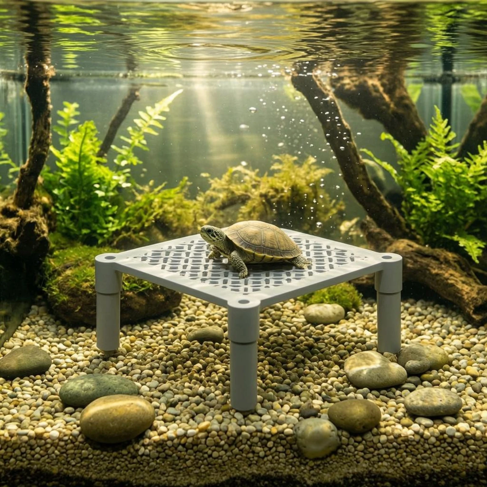 Turtle Basking Platform Perforated Non-Slip Ramp Turtle Dock Pet Accessory Raised Design Sturdy