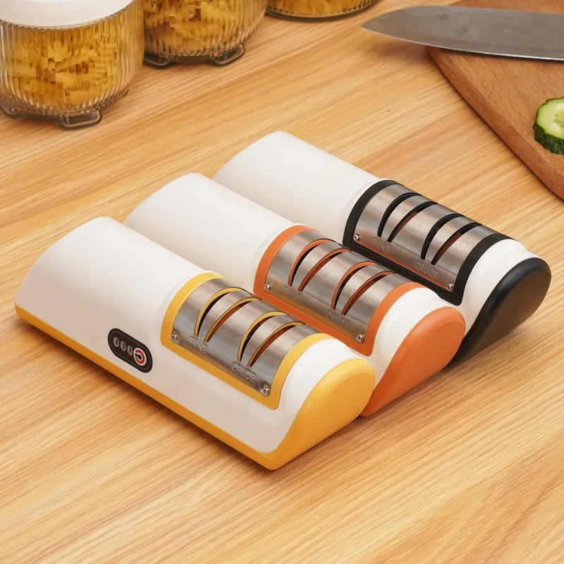 Electric Knife Sharpener Multifunction Rechargeable Automatic Household Knife Sharpener Quick Sharpening Anti-Slip Kitchen Tool
