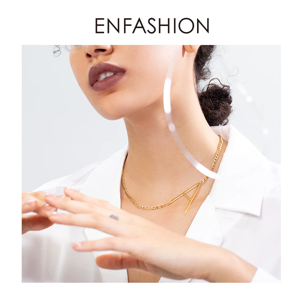 ENFASHION Initial Letter Choker Necklace Women Gold Color Stainless Steel Alphabet Pendant Necklace Lady Fashion Jewelry P193042