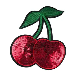 Cherry Iron on Patch Badge Patch Repair Patch Decals Embroidered Sewing Sticker Sequined Cherry Patch for Shirt Hat Clothes