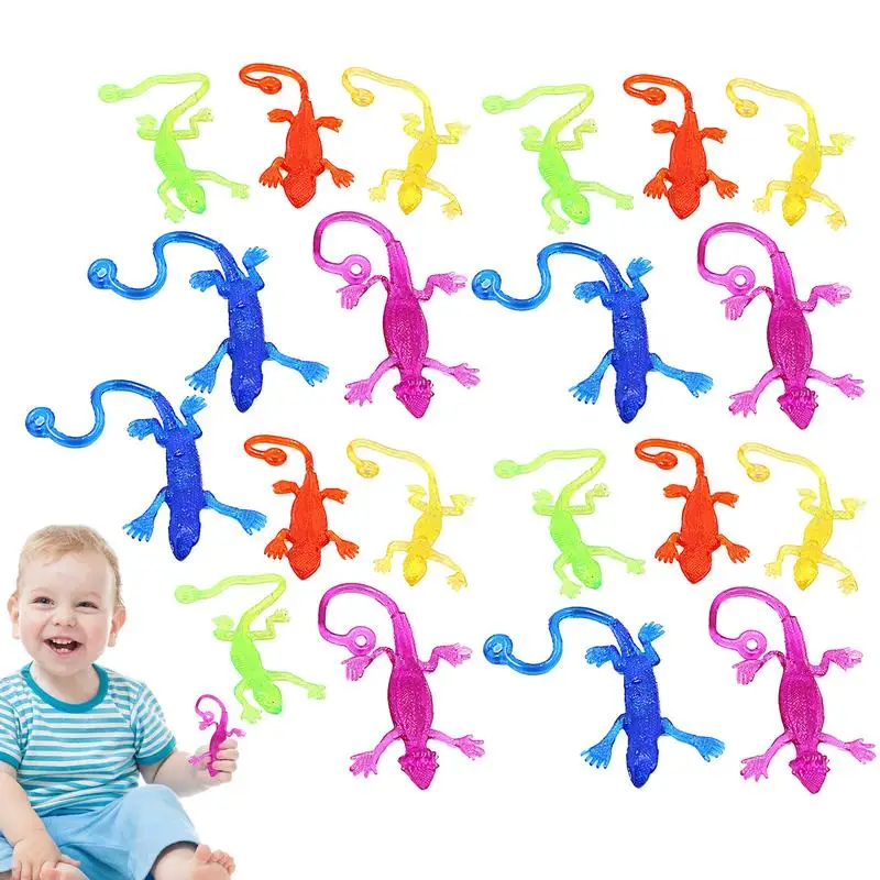 Stretchy Sticky Toys 20PCS Sticky Lizard Hand Fidget Toys Set Colorful Window Crawler Easter Basket Stuffers Goodie Bag Fillers