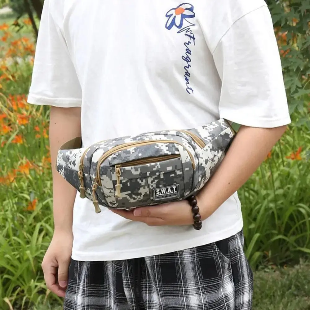 Multi-layer Sling Bag New Nylon Waterproof Camouflage Fanny Pack Large Capacity Outdoor Waist Bag