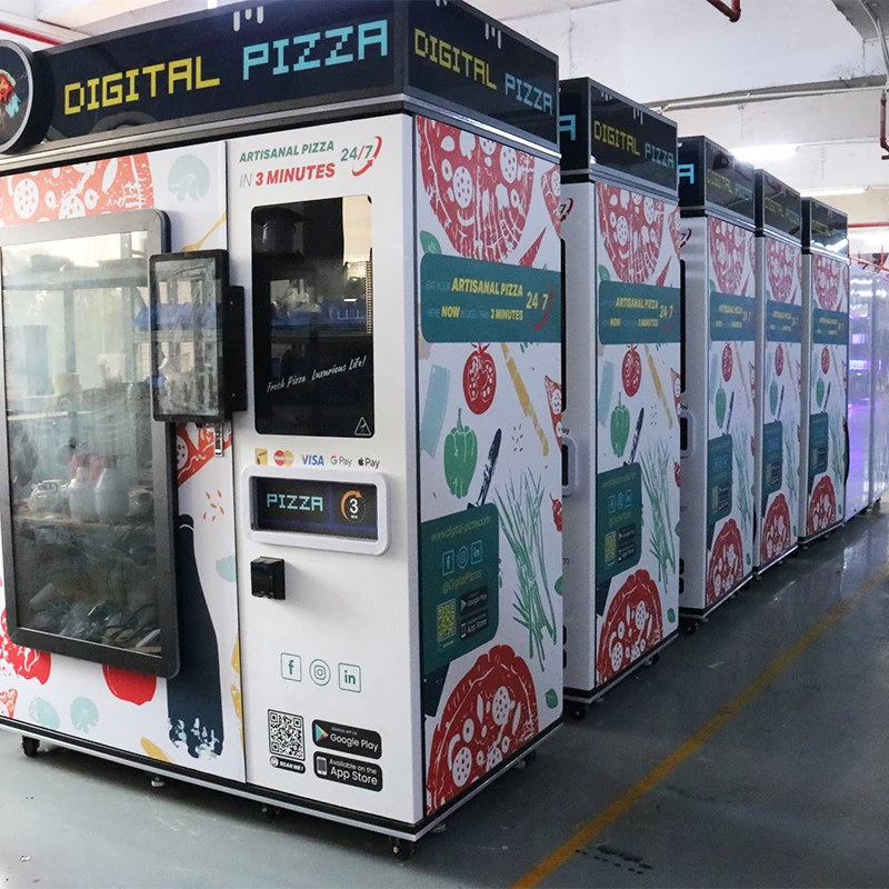 Customized Luxury Metal WiFi Hotspot Pizza Vending Machine With QR Code Fully Automatic Touchscreen And Cloud-Based Management