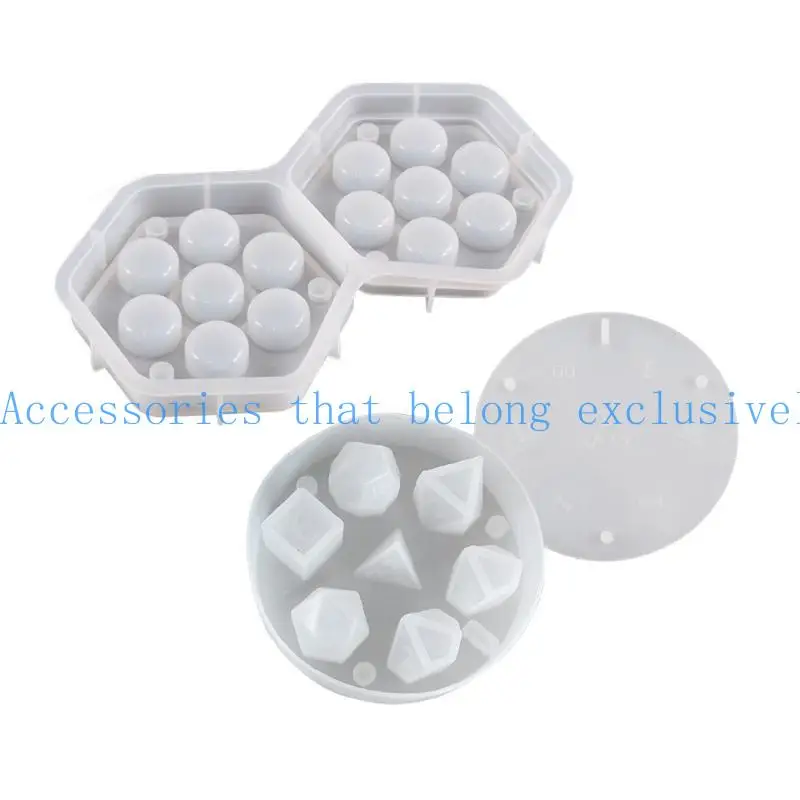 

31BB 7 Styles Epoxy Resin Dices Moulds Silicone Resin Casting Polyhedron Game Dices Moulds Number Moulds for Diy Board Games