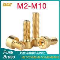 2~50pcs DIN912 Pure Brass Hex Socket Cap Head Screws M2 M2.5 M3 M4 M5 M6 M8 M10 Allen Key Head Screw Bolt