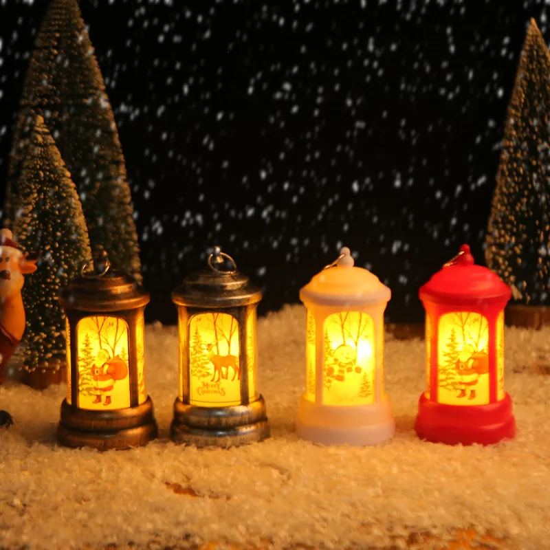 Christmas Lantern Glittering Led Storm Lamp Kids Gift Toys Santa Claus/Snowman/Reindeer Lighted Night Light for Christmas Decor