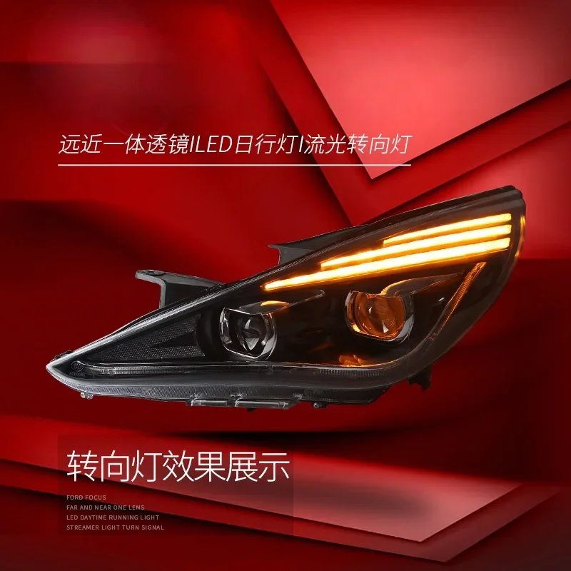 Suitable for 11-15 8th Generation Sonata Headlights Modified Dual Lens Xenon Lamps LED Daytime Running Lights Headlights