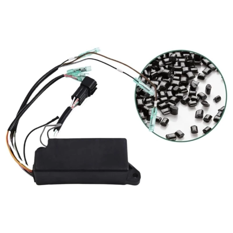 Marine CDI Unit Box 6J885540H200 for 25HP 30HP Engine, Black Housing with Set and Covered Terminal Ends, D7YA