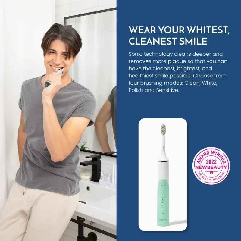 QWSNOW Electric Toothbrush-Rechargeable Electronic Brush for Adults - Whitening & Cleaning Powered w/Sonic Technology-Green