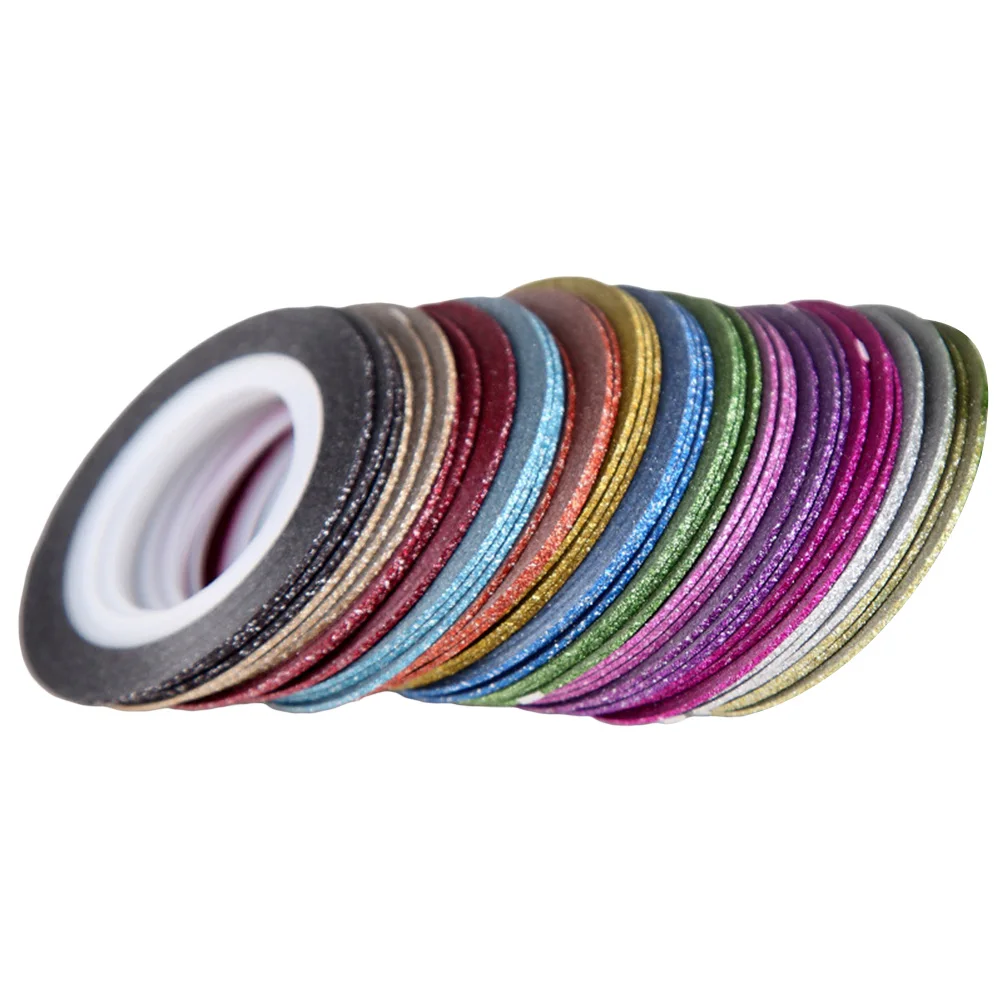 

52 Rolls Nail Art Tape Set Mixed Color Frosted Self Adhesive Decoration Stickers for DIY Nail Painting Line Easy to Use