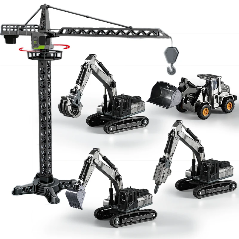 1:70 5 スタイルミニ黒合金エンジニアリングダイキャスト建設車両掘削機ドリラーブルドーザーのおもちゃ子供男の子ギフト