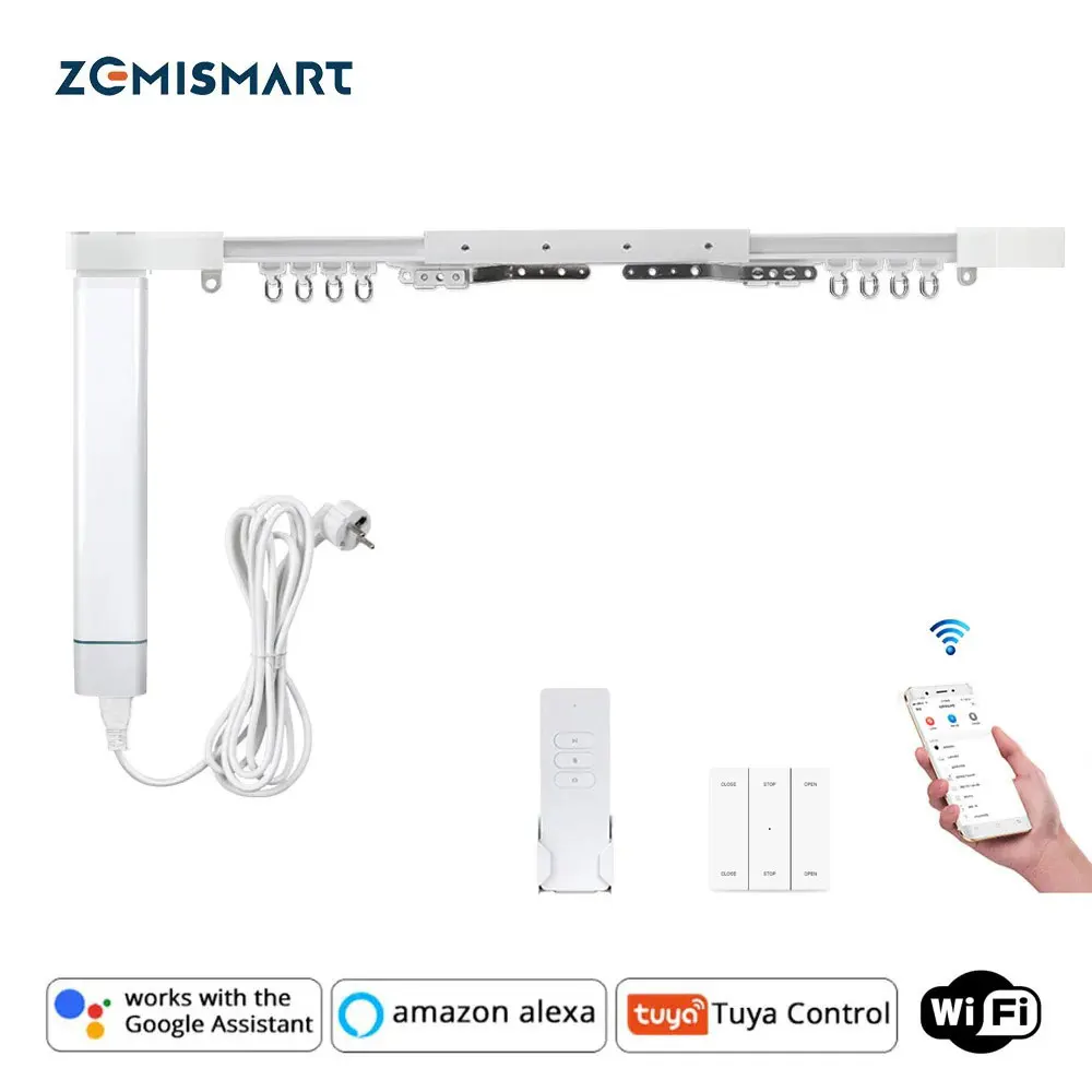 Zemismart Tuya WiFi Smart Curtain Track Blind Motor Alexa Echo Google Home Alice Voice Control Electric Stage Curtains