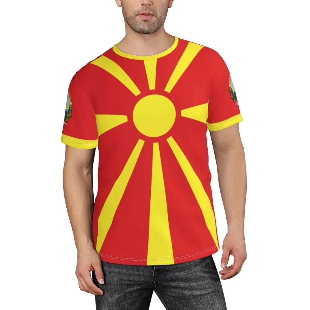2024 New Macedonian Flag Graphic 3D Printed T-shirt Macedonian National Emblem Men\'s Tops National Day Gifts Personalized Tee
