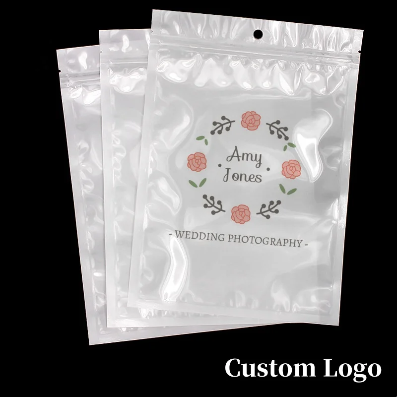 Pearl Film Bag, Zipper Self-Sealing Convenient Bag, Custom Printing, Hand-Made Jewelry, Dry Fructose Food Data Line Bag, 100PCs