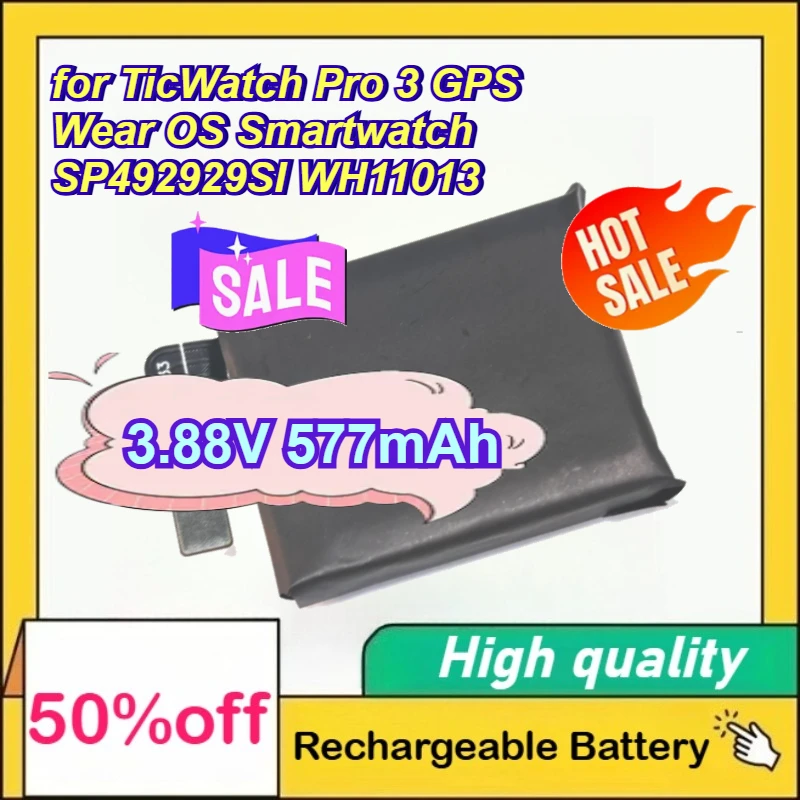 

3.88V 577mAh Smartwatch Battery for TicWatch Pro 3 GPS Wear OS Smartwatch SP492929SI WH11013 Replacement Battery + Tools