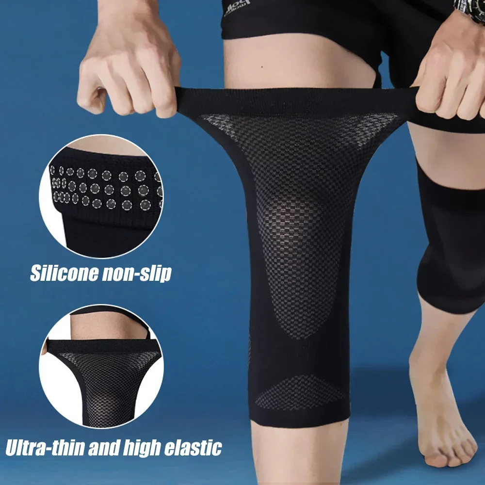 1Pair Thin Knee Brace Support Elasticated Ultra Thin Compression Knee Sleeve Leg Arthritis Injury Bandage Sleeves Sports Fitness