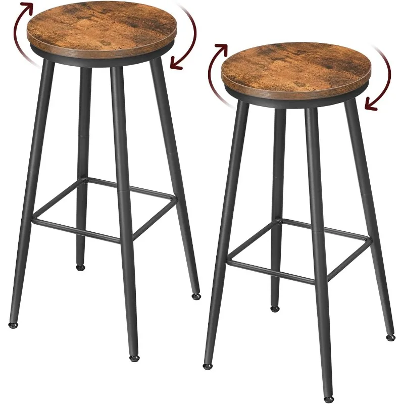 

Bar Stools, Swivel Bar Stool, Set of 2 Rotating Counter Bar Chairs, 26.6" Kitchen Breakfast Stools with Footrest