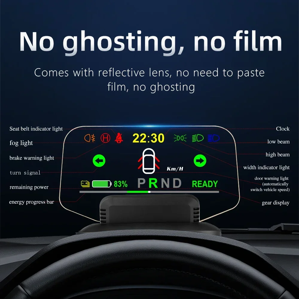 New Car Speed Gear Turn Signal Non-destructive Modification Lcd Instrument Car Hud Head Up Display