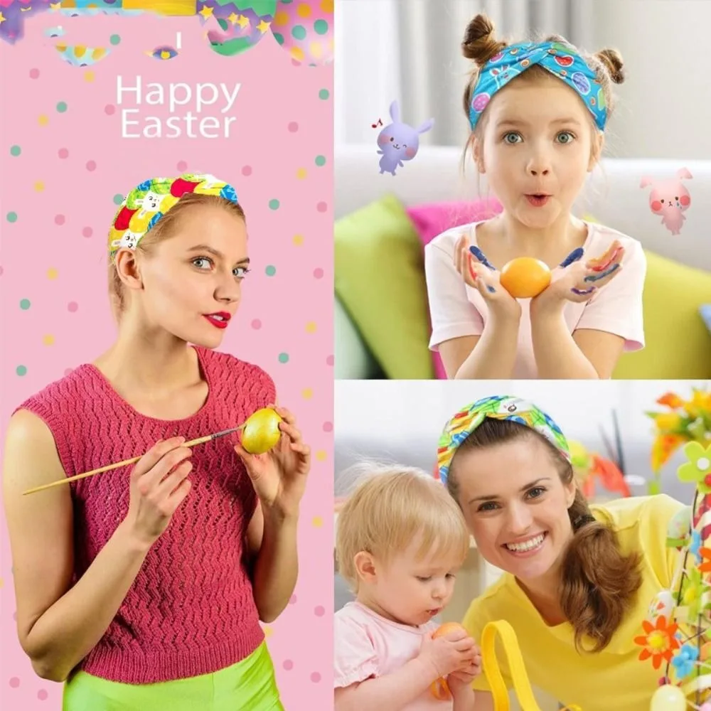 Diadema sencilla de conejo pequeño para el día de Pascua, banda para el pelo deportiva estampada, banda para el pelo de conejito, tocado de estilo coreano, banda para el sudor para mujer/niña