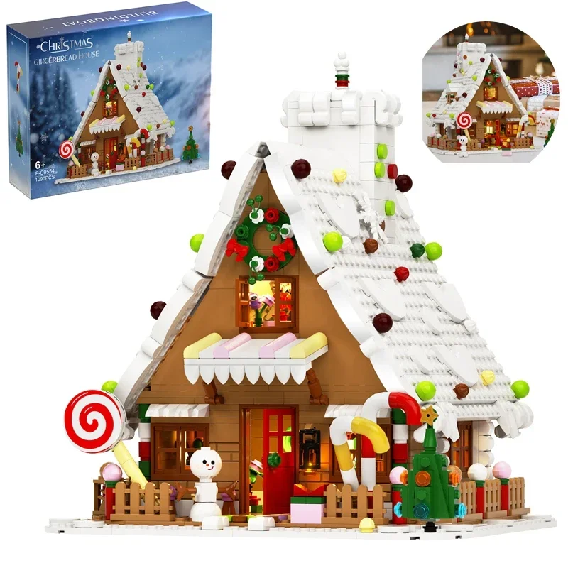 Gingerbread House Building Blocks Model for Children, DIY Puzzle Toys, Winter Hut, Christmas Gift, New Year, MOC