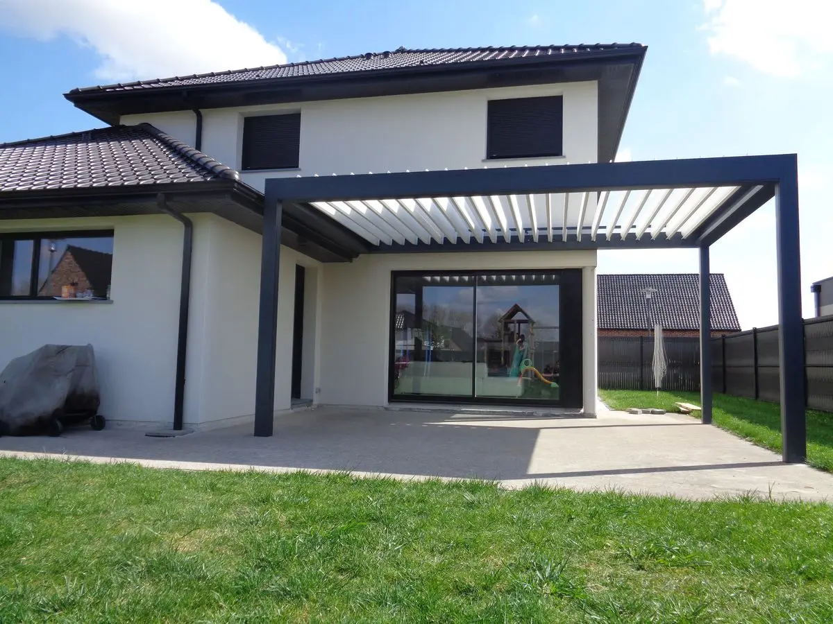 

Garage Carport Waterproof Sun Shade Motorized Remote Control Louvered Roof Canopy Outdoor Furniture Bioclimatic Aluminum Pergola