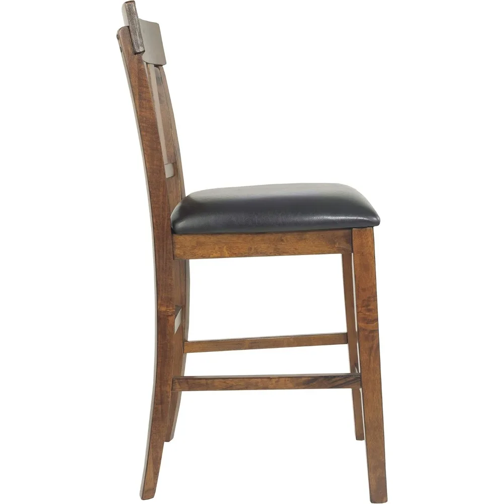 Ralene-taburete de asiento de piel sintética, asiento de mostrador tradicional de 26 "de altura, 2 unidades, color marrón