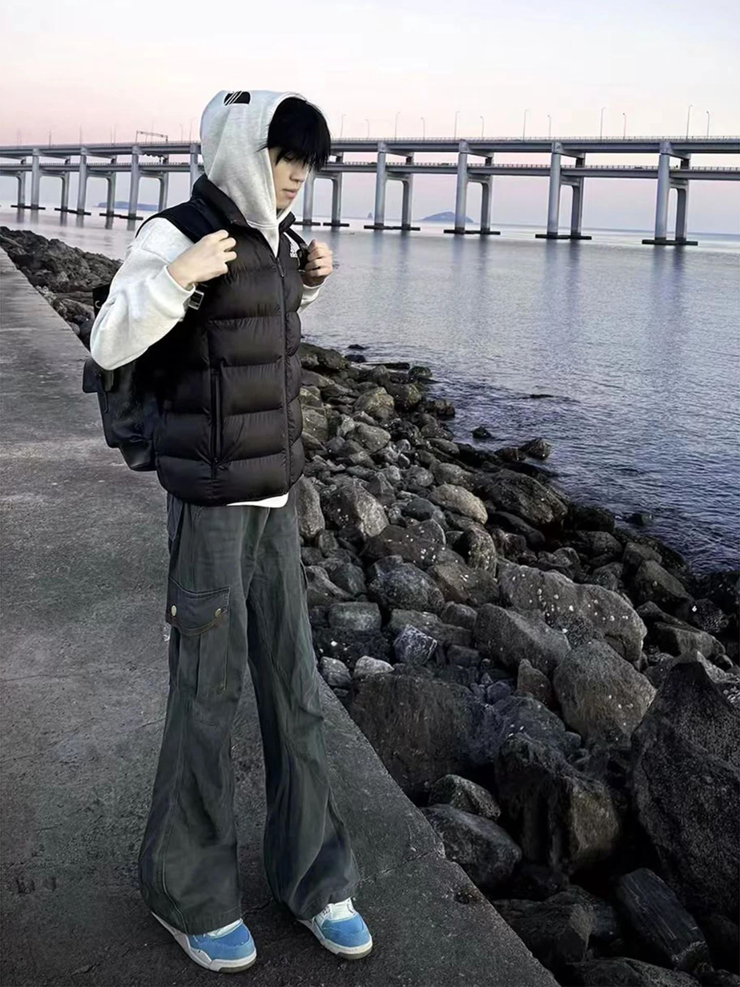 

Мужские рабочие брюки в американском ретро-стиле, свободные прямые брюки с большими карманами, повседневные брюки в стиле хип-хоп для осени и зимы