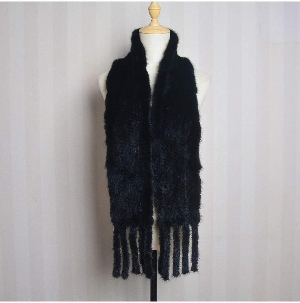 New Arrives Women Real Mink Fur Scarf Lady Fashion Knitted Genuine Mink Fur Scarves Winter Warm Natural Fur Muffle