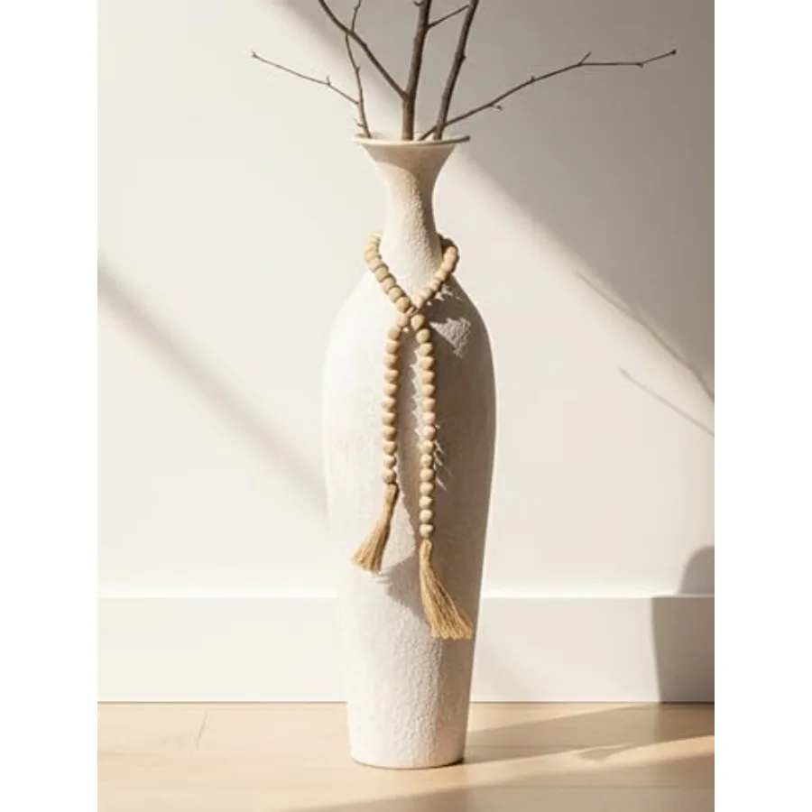 

Metal Tall Floor Vase: 23.2in Large Boho Vase for Pampas Grass - White Slender Decorative Vase Big Standing Rustic Farmhouse Fl