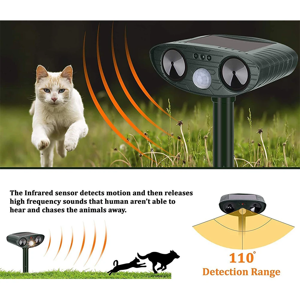 Solar Animal IPX4 Waterproof Ultrasonic Animal Repeller Animal Device 26 FT Range for Dog Cat Bird - view 2
