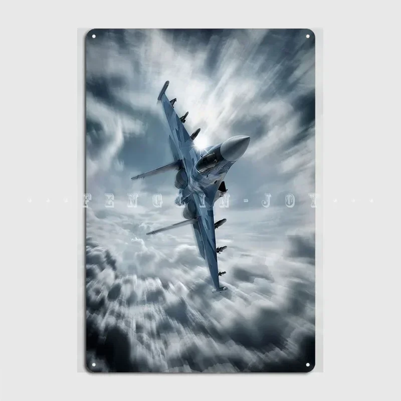 Sukhoi Su35 Flanker Fighter Jet Poster Metal Plaque Wall Mural Garage Club Printing Plaques Tin Sign Posters
