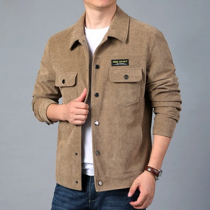 

Men's Corduroy Jaet Casual Workwear Trendy Brand Autumn New Sle Loose Fit Long Sve Anti-Wrinkle Procing