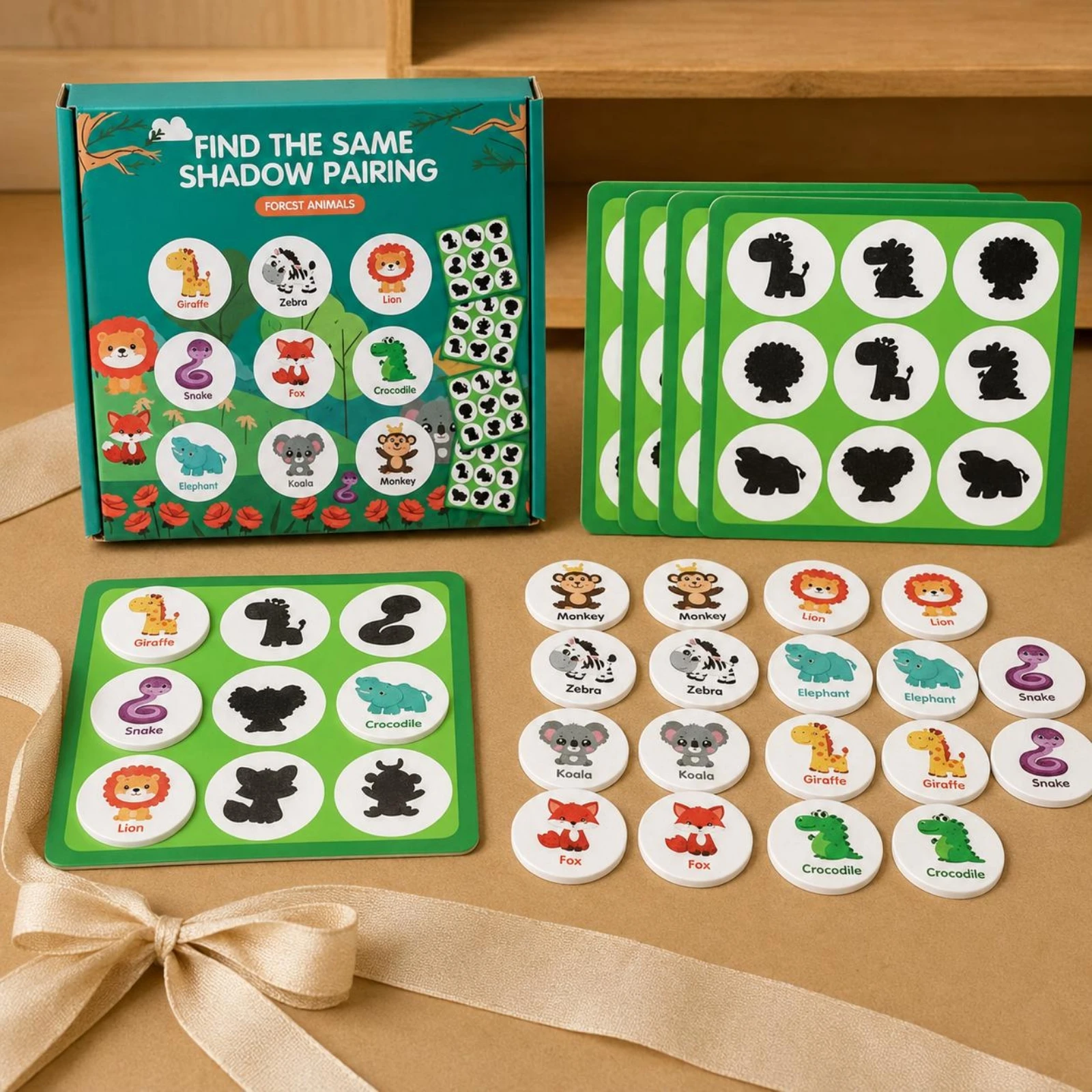 Forest Creature Shadow Game Cartoon Design Matching Board Game