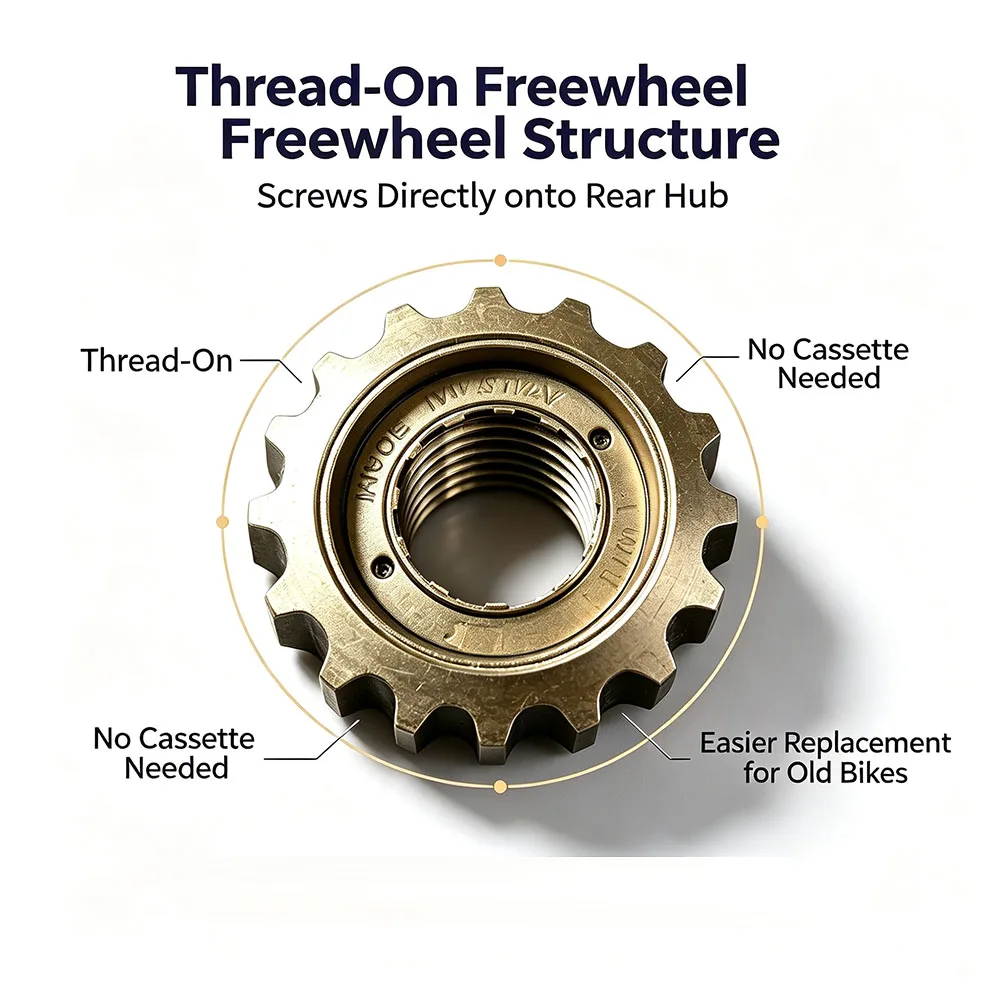 Bicycle Thread‑On Freewheel Speed Screw‑On Rear Cog Gear Replacement For Old MTB Commuter Student Bike Anti‑skip Smooth Shifting