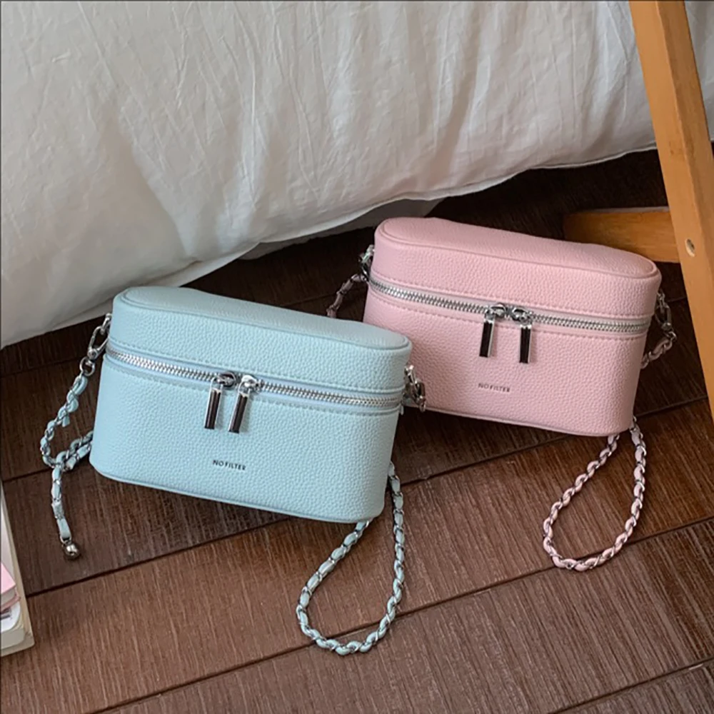 Women's Fashion Box Crossbody Bag High Grade Texture Chain Shoulder Bags Daily Commute All-Match Messenger Bags