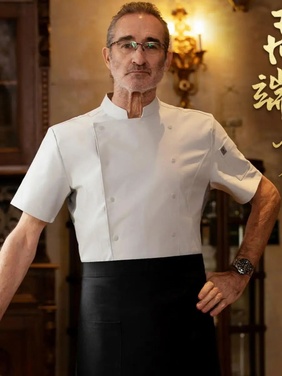 

Мужская летняя дышащая униформа для поваров, впитывающая пот, для работы в отелях, ресторанах, на кухне и в пекарнях