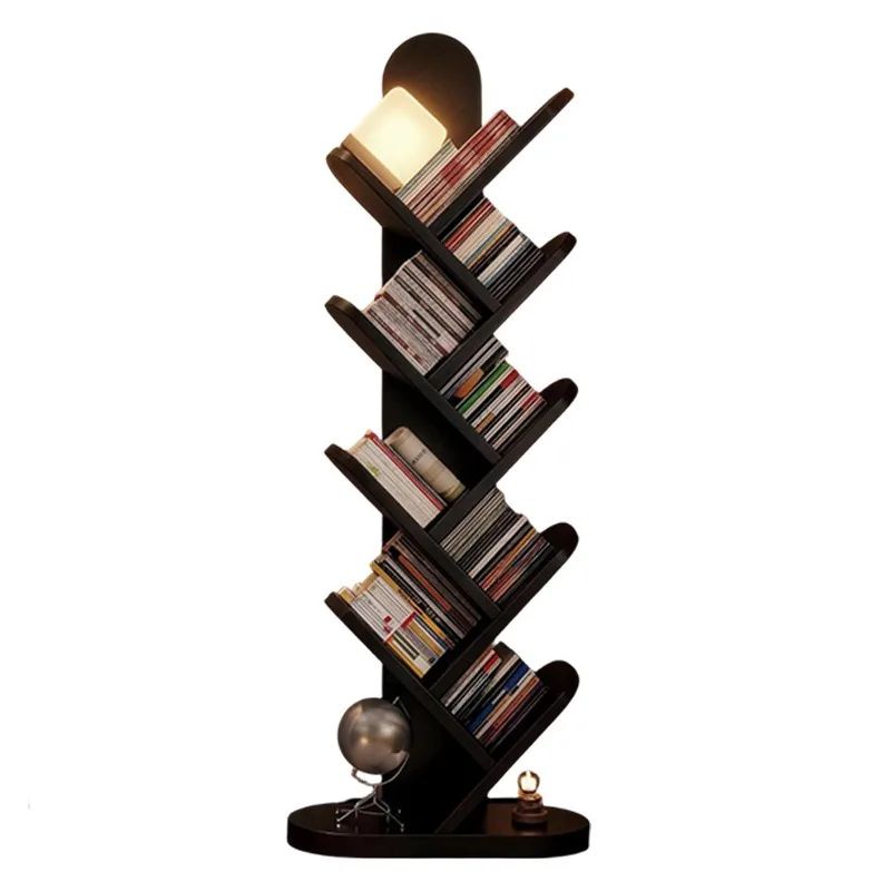 Mid-century Solid Wood Tree Shaped Bookshelf, Corner Floor Display Rack For Living Room Home Furniture